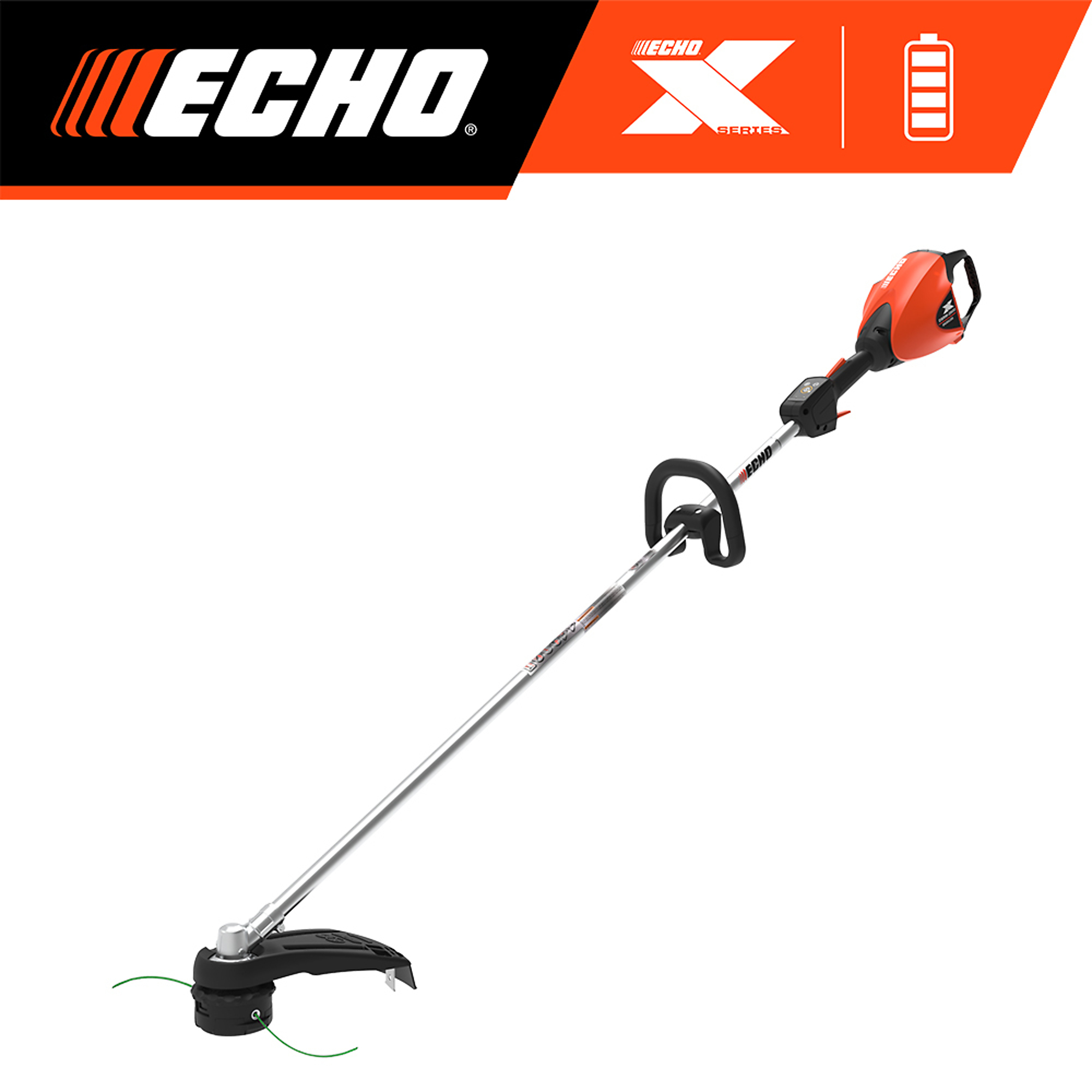 ECHO X Series, 56V Battery System, Battery-Powered Straight Shaft String Trimmer, 17 in. Cutting Swath, Speed-Feed® 400 Cutting Head, Volts 56, Tool Only, Model# DSRM-2600BT